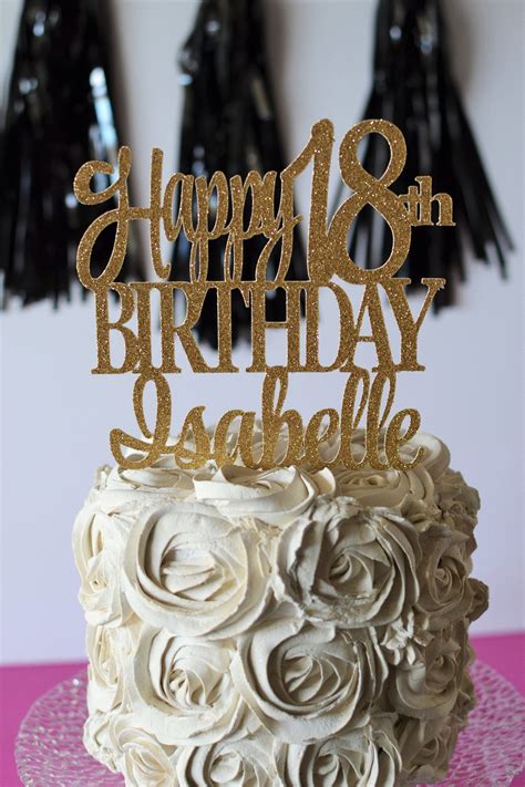 Happy 18th Birthday Personalized Name Cake Topper Custom Cake Etsy
