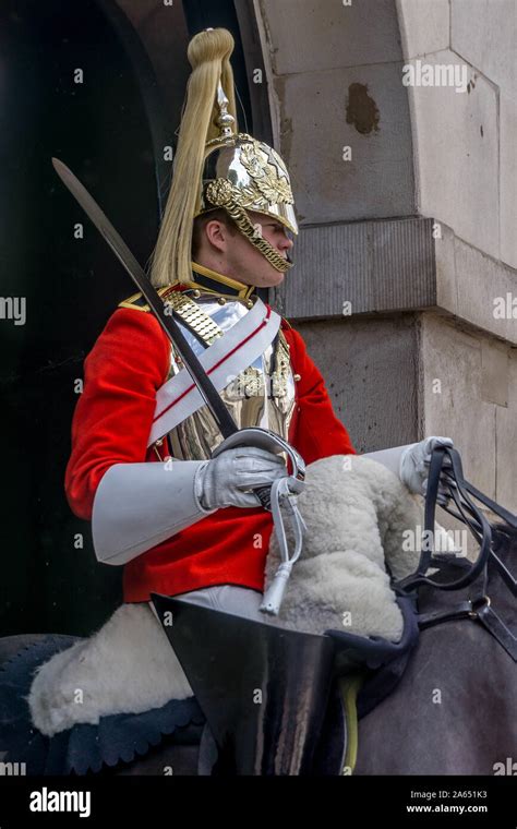 Mounted Queens Life Guard Of The Household Cavalry Whitehall London
