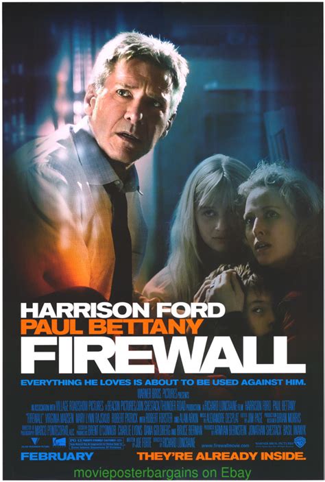 firewall movie poster original ds 27x40 harrison ford 2006 ebay