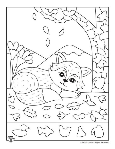 Fall Fox Hidden Picture Page Art Therapy Activities Color Activities