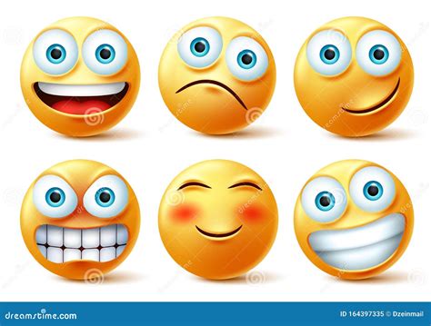 Smileys Emojis And Emoticons Face Vector Set Smiley Emoji Cute Faces