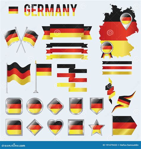 Set Of Germany Flag Icons Vector Illustration Decorative Design Stock