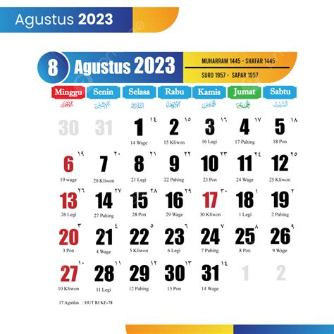 Calendário Agustus 2023 Png Calendário 2023 Calendário 2023 Agustus Kalender Imagem Png E