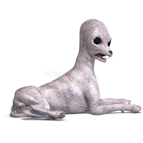 Strange Alien Dog From Area 51 3d Rendering With Royalty Free Stock