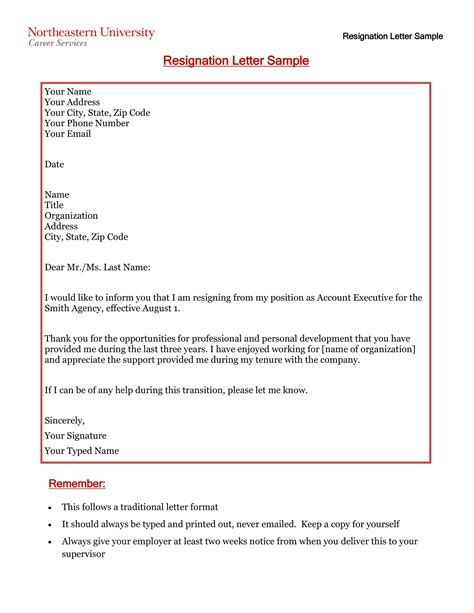 Standard Resignation Letter Examples Format How To Write Pdf
