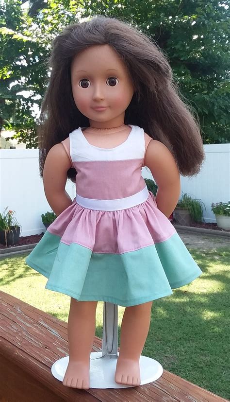 very pretty tri colored dress for 18 inch dolls fits american etsy in 2021 american girl