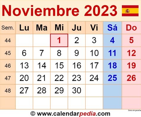 Calendario Noviembre De 2023 Para Imprimir 621ld Michel Zbinden Mx