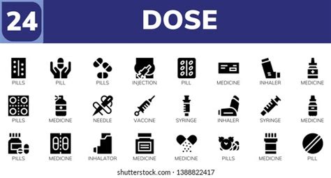 Dose Icon Set 24 Filled Dose Stock Vector Royalty Free 1388822417