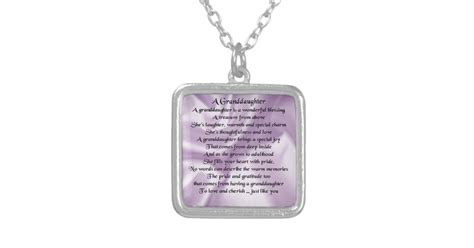 Lilac Granddaughter Poem Silver Plated Necklace Zazzle