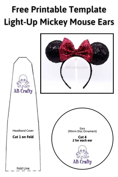 Template To Make Light Up Minnie Mouse Ears With A Headband Cover And