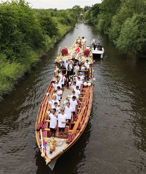 The Royal Barge Gloriana On The River Thames Passes Through Old Windsor