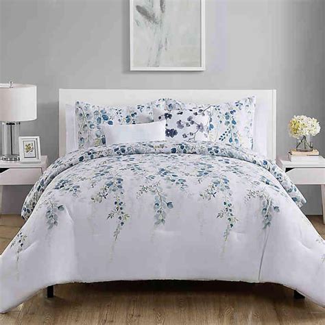 Hailey Pcs Comforter Set Queen Blue White Maison Handal