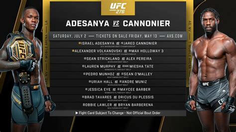 Ufc 276 Fight Card Main Card Start Time Inez Fox