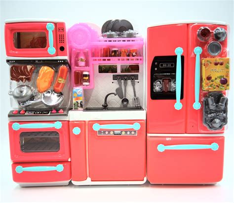 Girl Fun Toys Pink Happy Kitchen Play Set Barbie Compatible Refridgerator Stove Sink Walmart