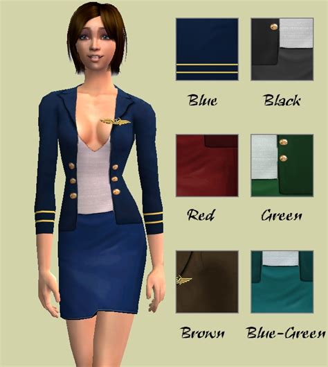 Mod The Sims Airport Mania Pilot And Flight Attendant Uniforms For