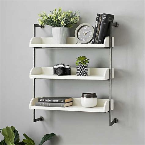 It's a helpful accessory for bathrooms that lack storage space such as cabinetry or. White 3-Tier Wall Shelf with Chrome Metal Rails | Wall ...