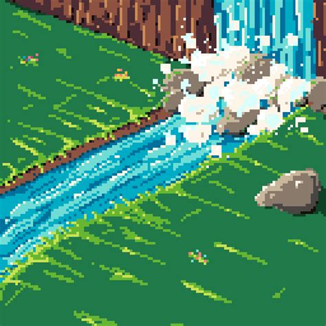 One Of My First Attempts At Pixel Animation A Waterfall Cc Pixelart