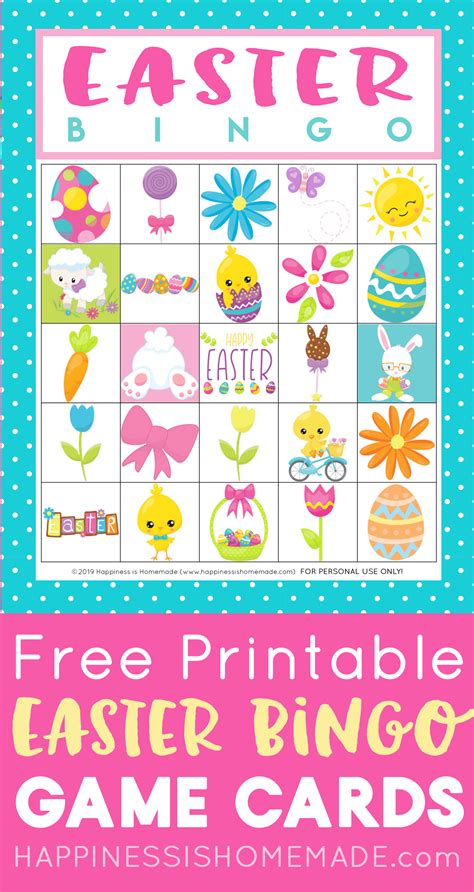 Just choose your colour, your card and click print. FREE Printable Easter Bingo Game Cards - Happiness is Homemade