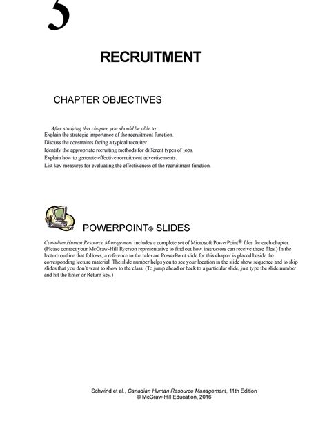 Schwind 11e Im Ch05 Lecture Notes Recruitment Chapter Objectives