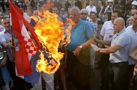 Countryflags.com offers a large collection of images of the croatian flag. Croatian flag set on fire in front of the embassy in ...