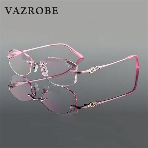 vazrobe rimless glasses frame women rhinestone elegant ladies eyeglass — keeboshop