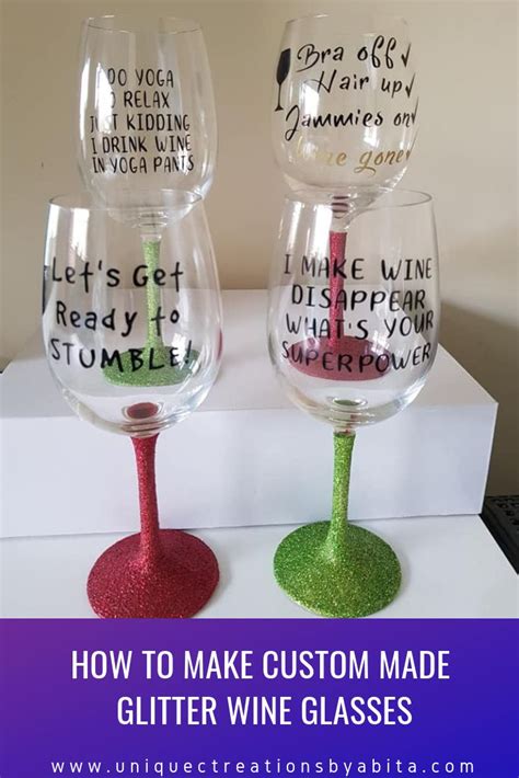 Custom Made Glitter Wine Glasses Using Cricut Unique Creations By Anita Glitter Wine Glasses