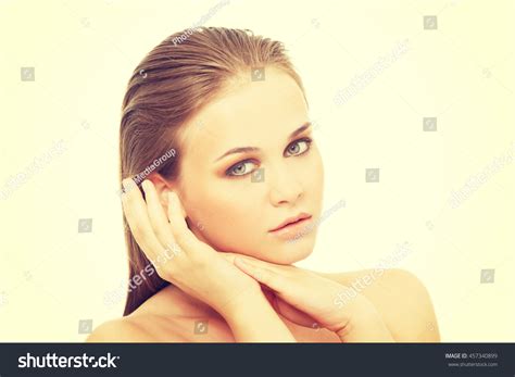Attractive Naked Woman Hands Close Face库存照片 Shutterstock