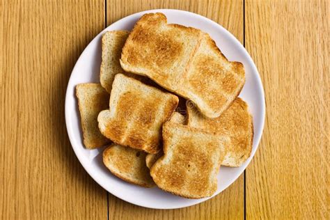 White Toasted Bread On Plate Stock Photo Image Of Sliced Crunch