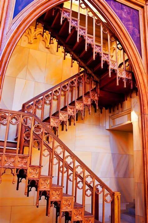 Wooden Staircase Inside Of Catholic Church Stock Photo Image Of Attic