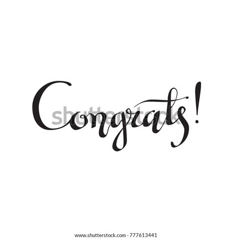 Congrats Hand Written Lettering Congratulations Card Stock Illustration