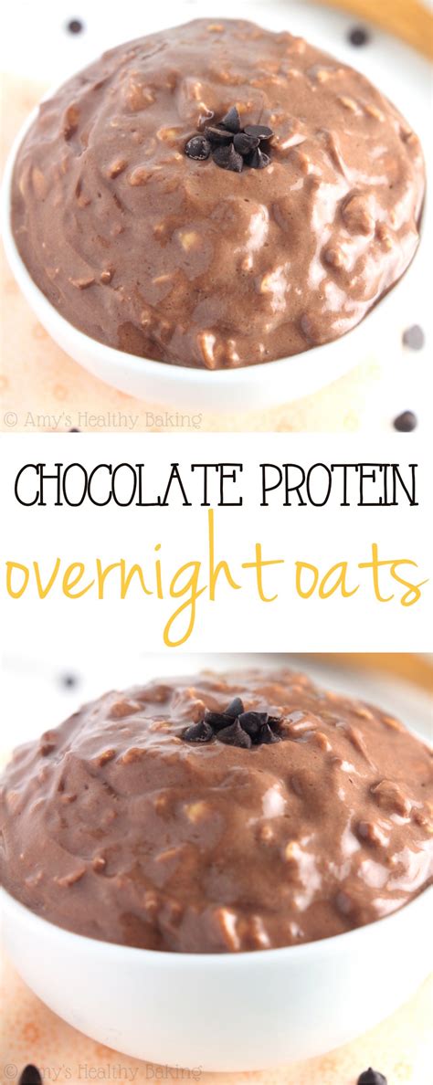 You still get to chow down on a bowl of oats, but they're cool and refreshing. Chocolate Protein Overnight Oats | Amy's Healthy Baking