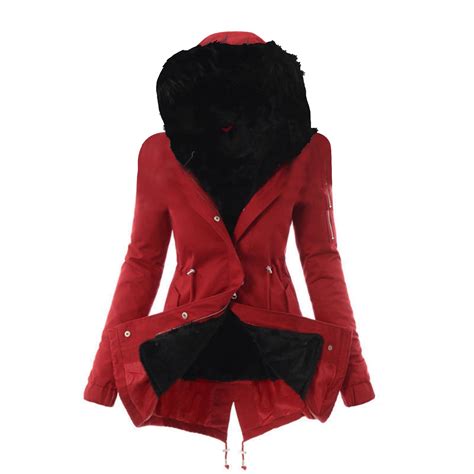 Womens Hooded Warm Winter Coats With Faux Fur Lined Outerwear Jacket