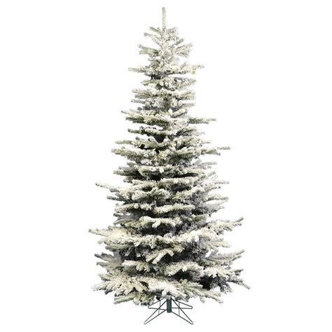 Perfect Holiday 9 Ft Pre Lit Christmas Tree Heavy Flocked Slim 1421