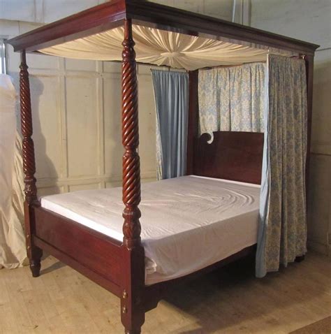 Antique victorian colonial teak indian twin canopy bed pair 3 4 by 6 5 each. Victorian Mahogany Four-Poster Bed, Large Size with ...