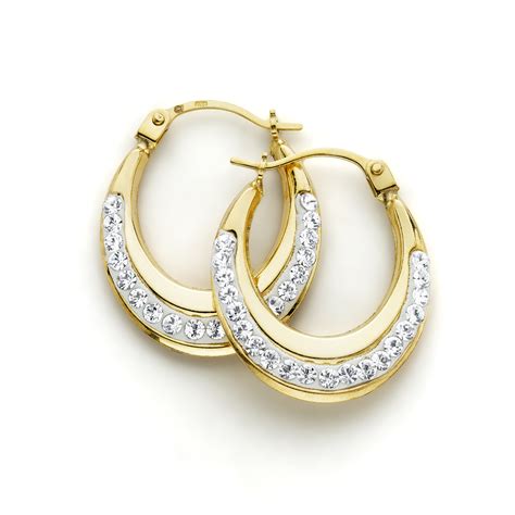 Everlasting gold 10k gold twist hoop earrings. Crystals in Oval Hoop Earrings 10k Gold | Shop Your Way: Online Shopping & Earn Points on Tools ...