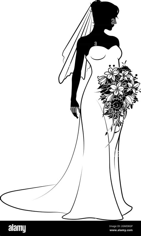 bride bridal wedding dress silhouette woman design stock vector image and art alamy