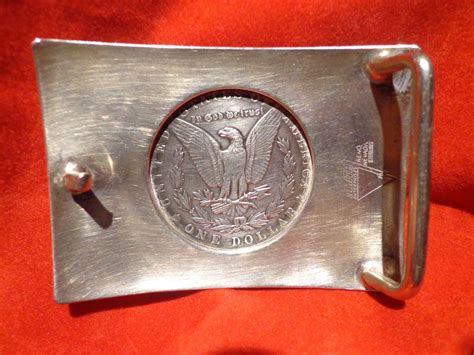 Vintage Sterling Silver Cowboy Belt Buckle 925 Morgan Silver Dollar