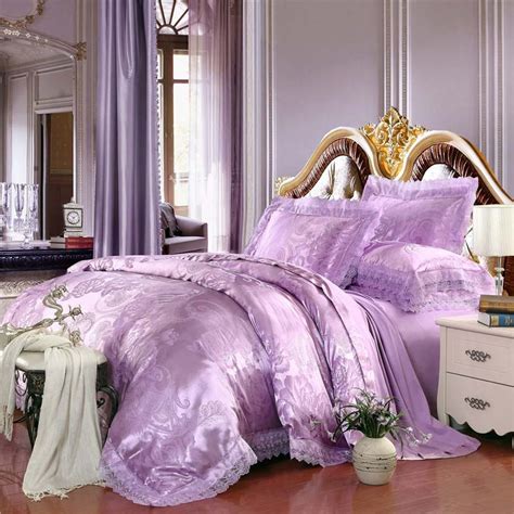 Luxury Tribute Tencel Silk Jacquardcotton Purple Lilac 4pcs Wedding
