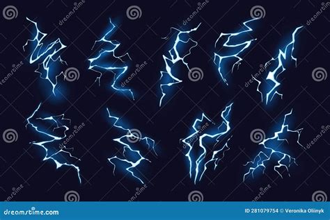 Cartoon Lightning Effect Electricity Discharge Bright Thunderbolt Hit