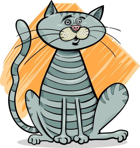Tabby Gray Cat Cartoon Illustration Stock Vector Illustration Of