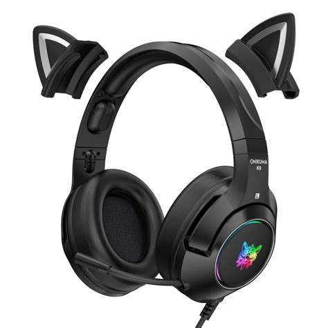 New K9 Black Demon Version Cat Ear Gaming Headphones With Mic Rgb