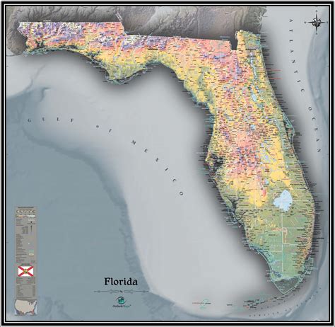 Florida Physical Wall Map By Outlook Maps Mapsales