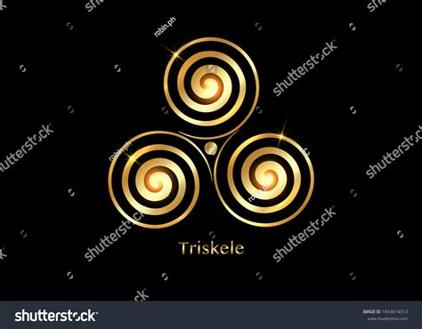 Triskelion Triskele Symbol Gold Triple Spiral Stock Vector Royalty