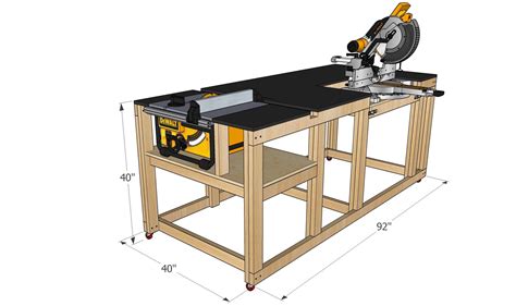 Mobile Miter Table Saw Workbench Plans Instant Pdf Etsy Uk