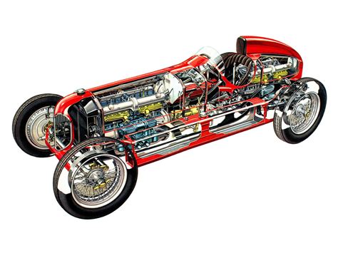 Alfa Romeo 16C Bimotore Cutaway Drawing in High quality