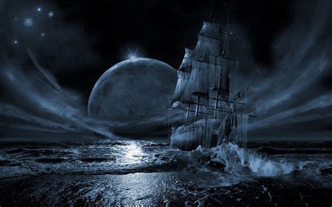🔥 Download Water Stars Moon Ships Night Time Desktop Hd Wallpaper By