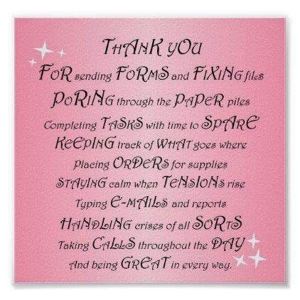 Thank You Administrative PRofessionals Day Poster Professional Gifts