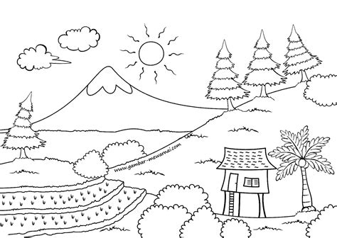 Gambar Mewarnai Pemandangan Alam - Kreasi Warna