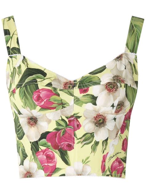 Dolce And Gabbana Rose Print Corset Style Top Farfetch Corset Style