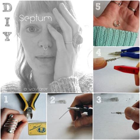 With some wire, paper clips, or earring hooks you can use pliers and scissors to make a fun fake septum to. DIY Fake Septum from 'a wayfarer' | Diy, Diy creative, Fake piercing
